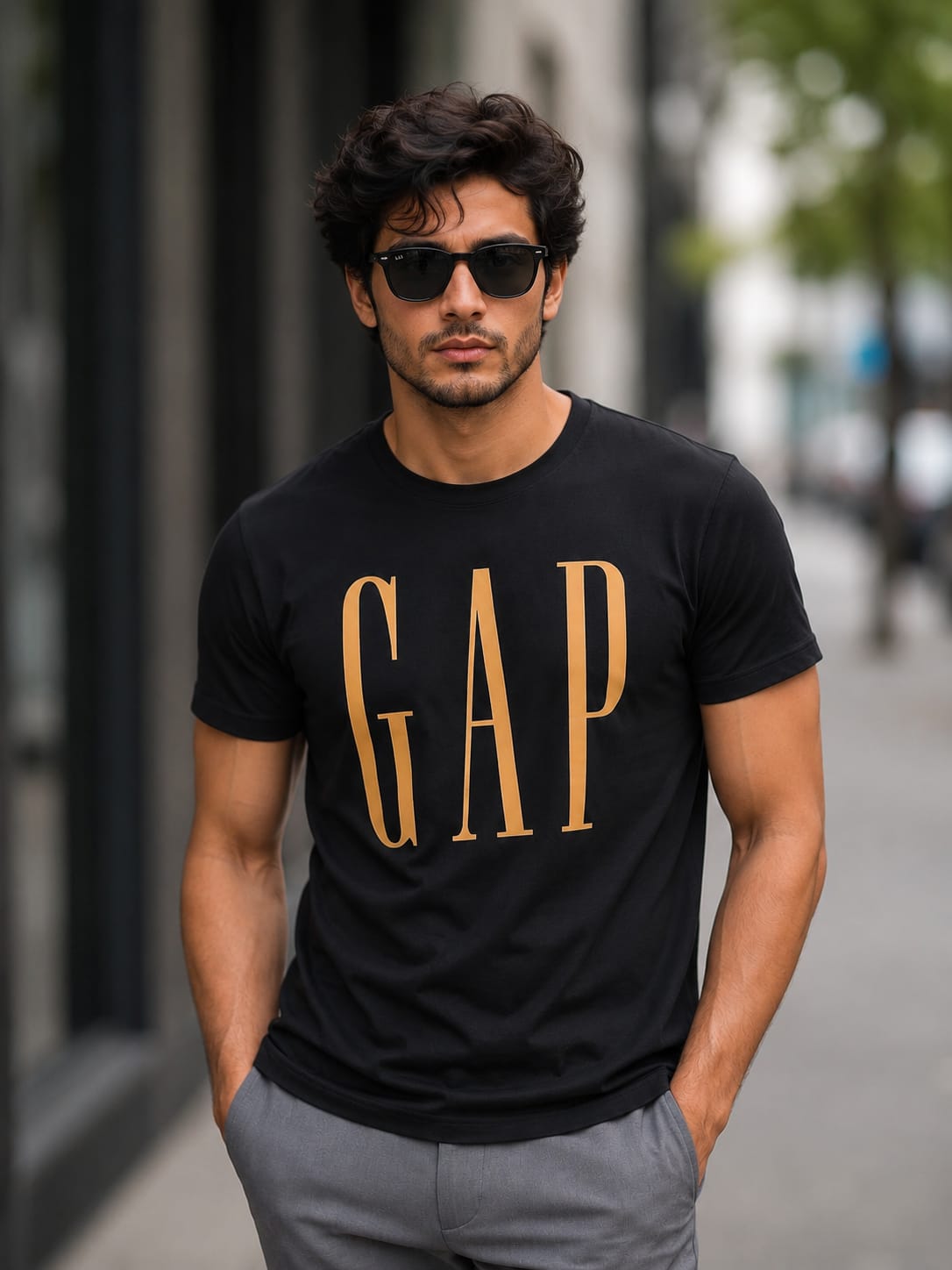 Men's Black GAP Graphic Premium T-Shirt