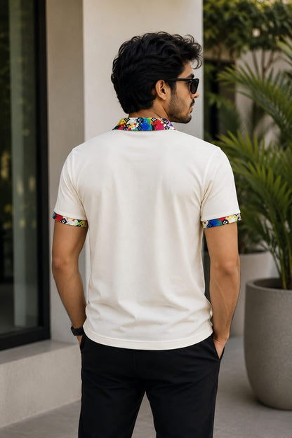 Men's Premium Graphic Collar Polo T-Shirt – Off White